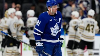 John Tavares of the Toronto Maple Leafs after a loss to the Boston Bruins