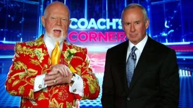 Don Cherry (right) and Ron MacLean (Left) hosting Hockey Night in Canada's Coach's Corner segment.