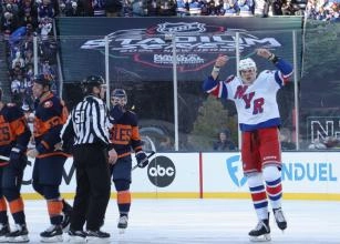 Matt Rempe celebrating a fight victory over Matt Martin