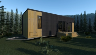 La mini-maison sur roues de 360 pieds carr&eacute;s, mod&egrave;le ONYX de Juste Milieu