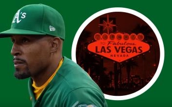 Player of the Oakland A's, with a picture of Las Vegas.