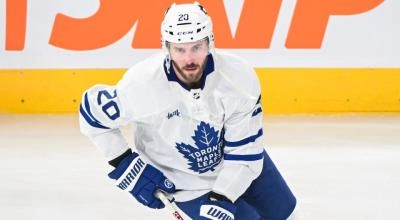 Joel Edmundson in action with the Toronto Maple Leafs.