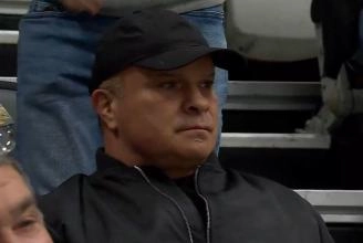 Tie Domi reacting to the fight between his son, the Toronto Maple Leafs' forward Max Domi and the New Jersey Devils' defenseman SImon Nemec.