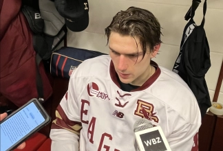 Photo of Cutter Gauthier during a post game interview