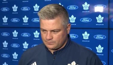 Toronto Maple Leafs head coach Sheldon Keefe in a press conference.