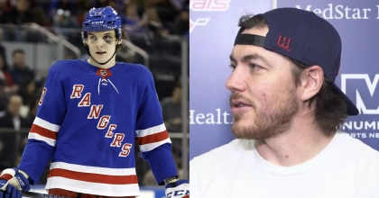 Washington Capitals' T.J. Oshie in a press conference and New York Rangers forward Matt Rempe