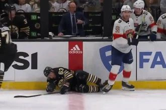 Sam Bennett hitting Brad Marchand