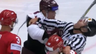 Rodrigo Abols punching an official