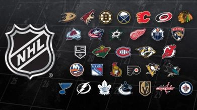 The logos of the NHL and its teams