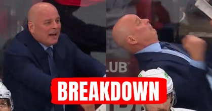 Bruins head coach Jim Montgomery losing it on the bench