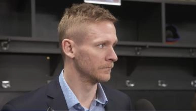 Edmonton Oilers forward Corey Perry in a press conference.