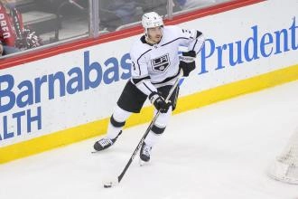 Matt Roy in action with the Los Angeles Kings during a game.