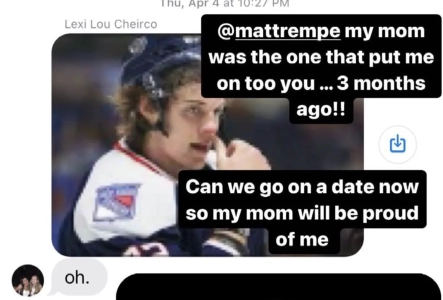 Photo of a post from a fan asking Matt Rempe to go on a date with them