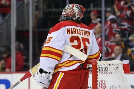 Jacob Markstrom in action with the Calgary Flames