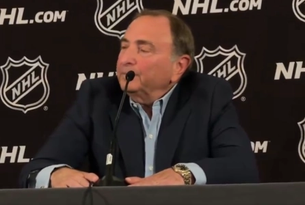 NHL commissioner Gary Bettman addressing the media