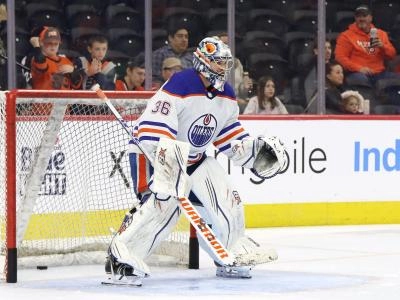 Goaltender Jack Campbell in action with the Edmonton Oilers.