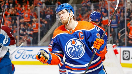 Connor McDavid of the Edmonton Oilers during an NHL game