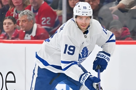 Calle Jarnkrok skates down the ice during a game with the Toronto Maple Leafs