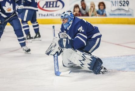 Former Minnesota State goaltender Dryden McKay giving an interview