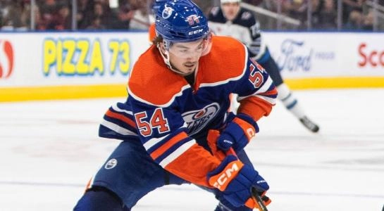 Xavier Bourgault with the Edmonton Oilers.