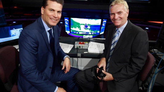 Jim Hughson, ex-broadcaster, gets ready to call an NHL game