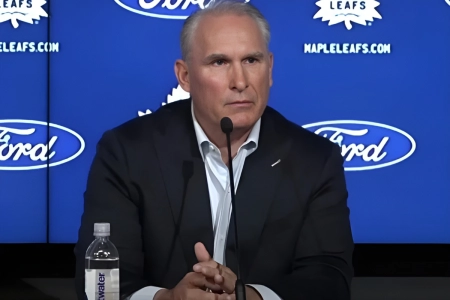 Toronto Maple Leafs head coach Craig Berube being introduced to the media