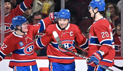 Cole Caufield, Nick Suzuki, Juraj Slalfkovsky