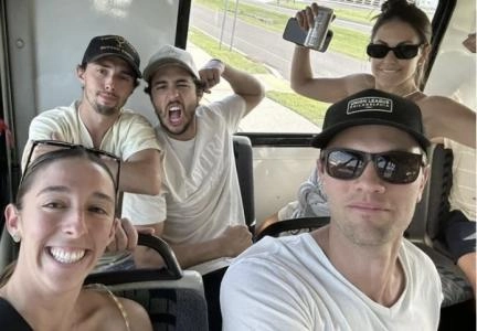 Johnny and Matthew Gaudreau with their family including Johnny's wife Meredith.