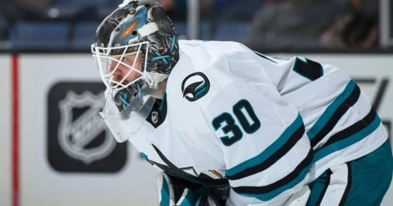 Aaron Dell with the San Jose Sharks