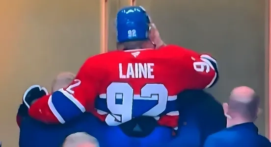 Montreal Canadiens Patrik Laine being carried off