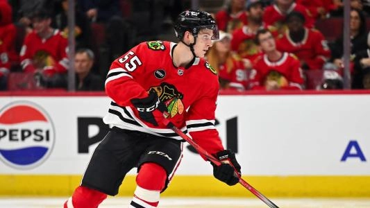 Kevin Korchinski of the Chicago Blackhawks.