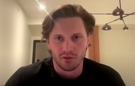 Former New York Rangers captain Jacob Trouba speaking to ESPN reporters after being traded to the Anaheim Ducks