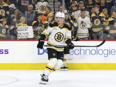 Trent Frederic in action with the Boston Bruins.