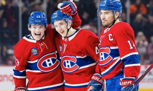 Cole Caufield, Lane Hutson, Nick Suzuki