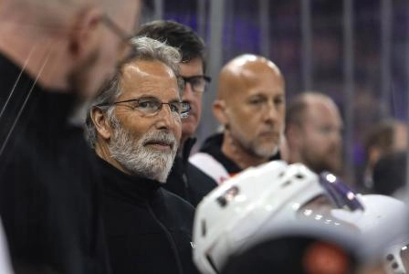 Apr 11, 2024; New York, New York, USA; Philadelphia Flyers head coach John Tortorella during the second period against the New York Rangers at Madison Square Garden. Mandatory Credit: Danny Wild-Imagn Images