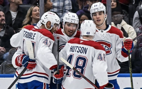 Jayden Struble, Lane Hutson, Nick Suzuki, Juraj Slafkovsky
