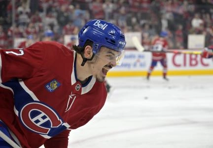 Apr 25, 2025; Montreal, Quebec, CAN; Montreal Canadiens defenseman Arber Xhekaj (72) skates during the warmup period in game three of the first round of the 2025 Stanley Cup Playoffs against the Washington Capitals at the Bell Centre. Mandatory Credit: Eric Bolte-Imagn Images Apr 25, 2025; Montreal, Quebec, CAN; Montreal Canadiens defenseman Arber Xhekaj (72) skates during the warmup period in game three of the first round of the 2025 Stanley Cup Playoffs against the Washington Capitals at the Bell Centre. Mandatory Credit: Eric Bolte-Imagn Images