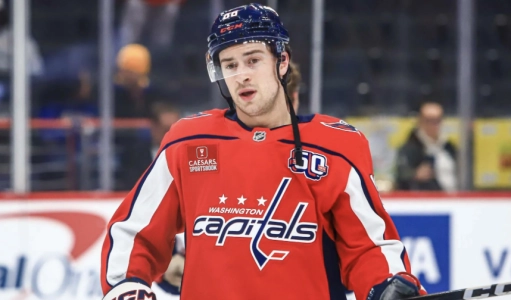Capitals forward Andrew Mangiapane in game action