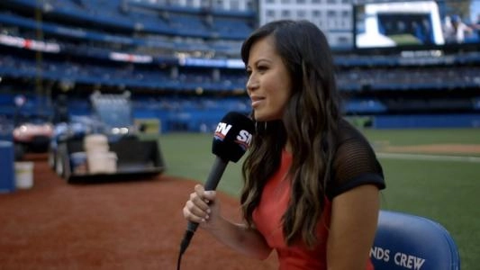 Blue Jays on-field reporter Hazel Mae announce starting pitcher matchup for Blue Jays vs Dodgers #bluejays #mlb