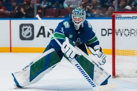 Arturs Silovs of the Vancouver Canucks.
