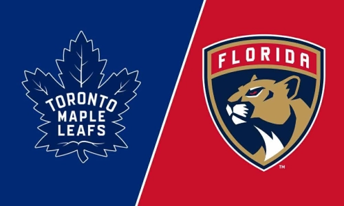 The Toronto Maple Leafs (left) and Florida Panthers (right) team logos.