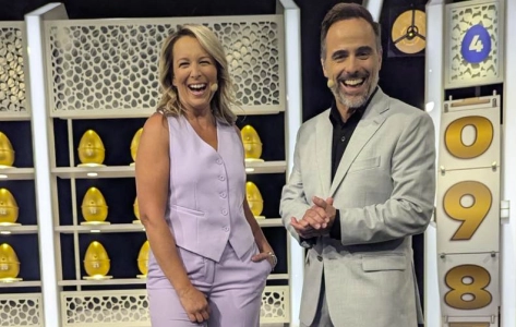 Julie Houle et S&eacute;bastien Benoit &agrave; l'animation de La Poule aux oeufs d'or