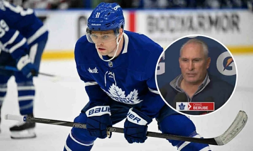 Apr 22, 2025; Toronto, Ontario, CAN; Toronto Maple Leafs forward Max Domi (11) prepares to take a faceoff against the Ottawa Senators in the first period in game two of the first round of the 2025 Stanley Cup Playoffs at Scotiabank Arena. Mandatory Credit: Dan Hamilton-Imagn Images