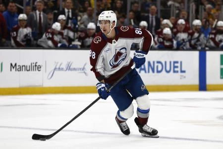 Oct 25, 2025; Boston, Massachusetts, USA; Colorado Avalanche center Martin Necas (88) during the game against the Boston Bruins at TD Garden
