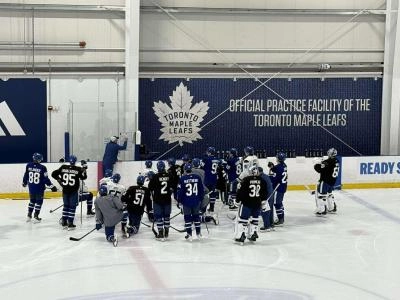 Toronto Maple Leafs players attend the team's practice session