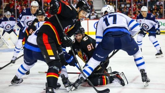 Calgary Flames' Nazem Kadri plays vs. the Winnipeg Jets