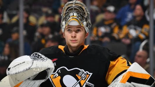 Pittsburgh Penguins' Sergei Murashov with his mask off
