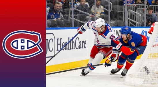 15 d&eacute;cembre 2024 ; Saint-Louis, Missouri, &Eacute;tats-Unis ; le d&eacute;fenseur des Rangers de New York, Ryan Lindgren (55), contr&ocirc;le la rondelle tandis que le centre des Blues de Saint-Louis, Alexandre Texier (9), d&eacute;fend, durant la deuxi&egrave;me p&eacute;riode au Enterprise Center.