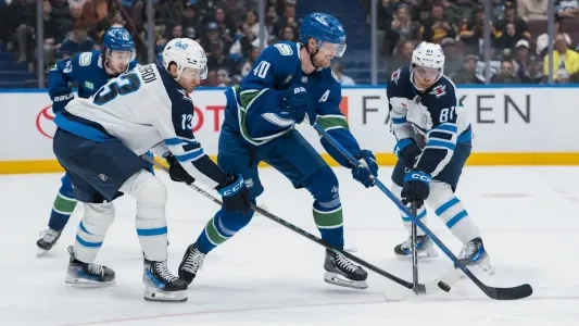 Vancouver Canucks' Elias Pettersson plays vs. the Winnipeg Jets