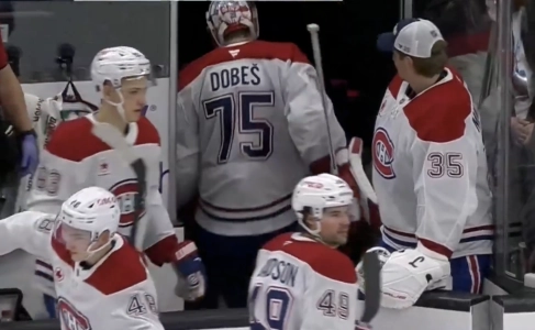 Jakub Dobes, Samuel Montembeault, Ivan Demidov, Lane Hutson et Jared Davidson